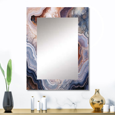 Stone Geode Scenery Minimalisme II - miroir mural en pierre Geode, miroir décoratif traditionnel, impression d'art en métal