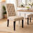 Modern 7-Piece 63 Inch Rectangular Dining Set, Black Finish With Sand Beige Polyester Upholstered Chairs, Solid Rubberwood