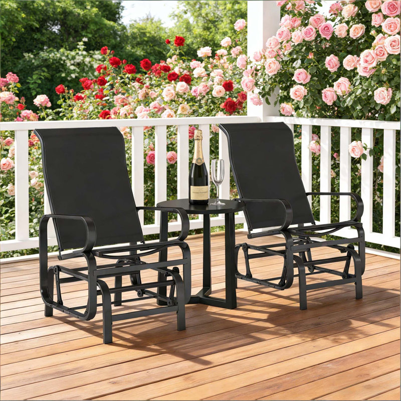 Outdoor Rockers Chair Set Of 2, Gliding Lounger Chairs With Ergonomic Support And Weather-Resistant Design For Patio And Garden Use