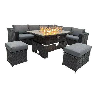 DS Living 8 Seater Corner Sofa Rising Dining Set W Rectangle 8 - Person 59cm Long Dining Set with Cushions
