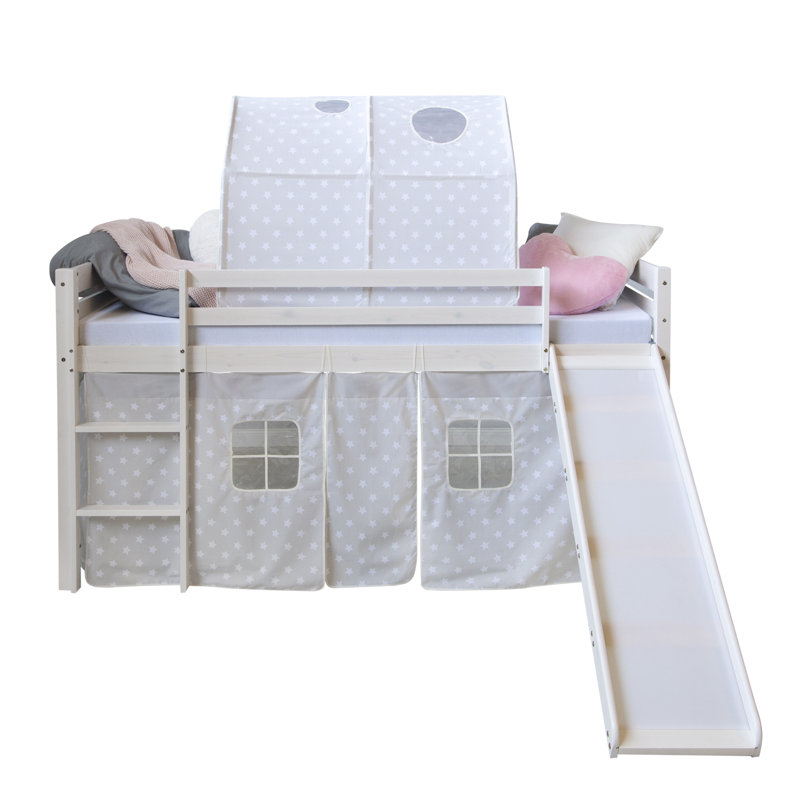 Ellicott mid-loft bed, 90 x 200 cm, Premium plus (slide, curtain and tunnel), White