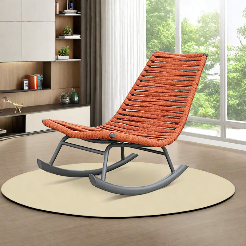 Chaise berçante en corde tissée à la main de haute qualité, Orange