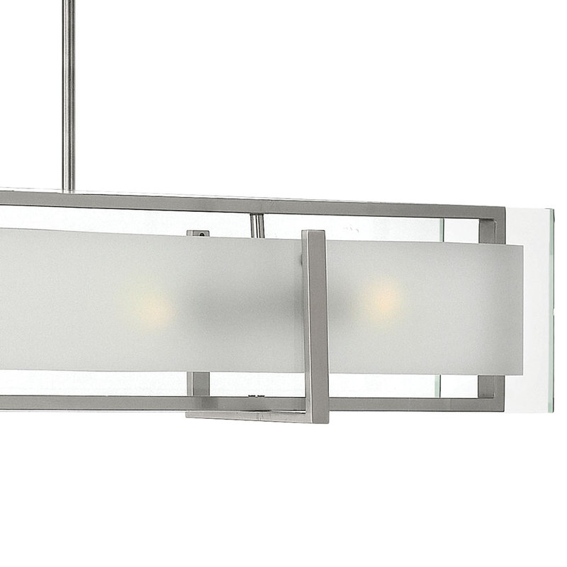 Lustre rectangulaire spectaculaire à 4 lumières Element, Nickel brossé