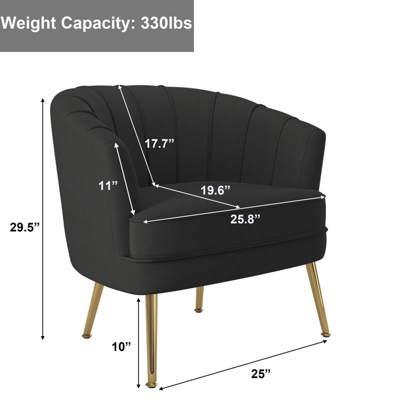 Fauteuil l 27 po Walsall, Velours noir