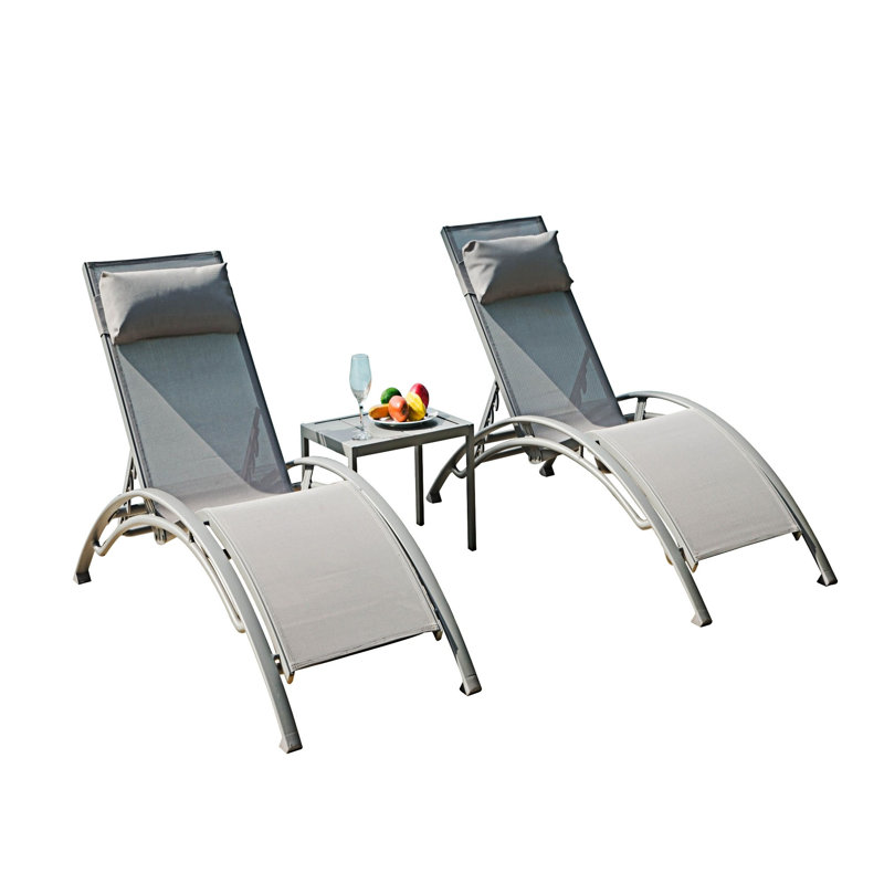 Méridiennes d'extérieur avec table d'appoint en métal, Gray