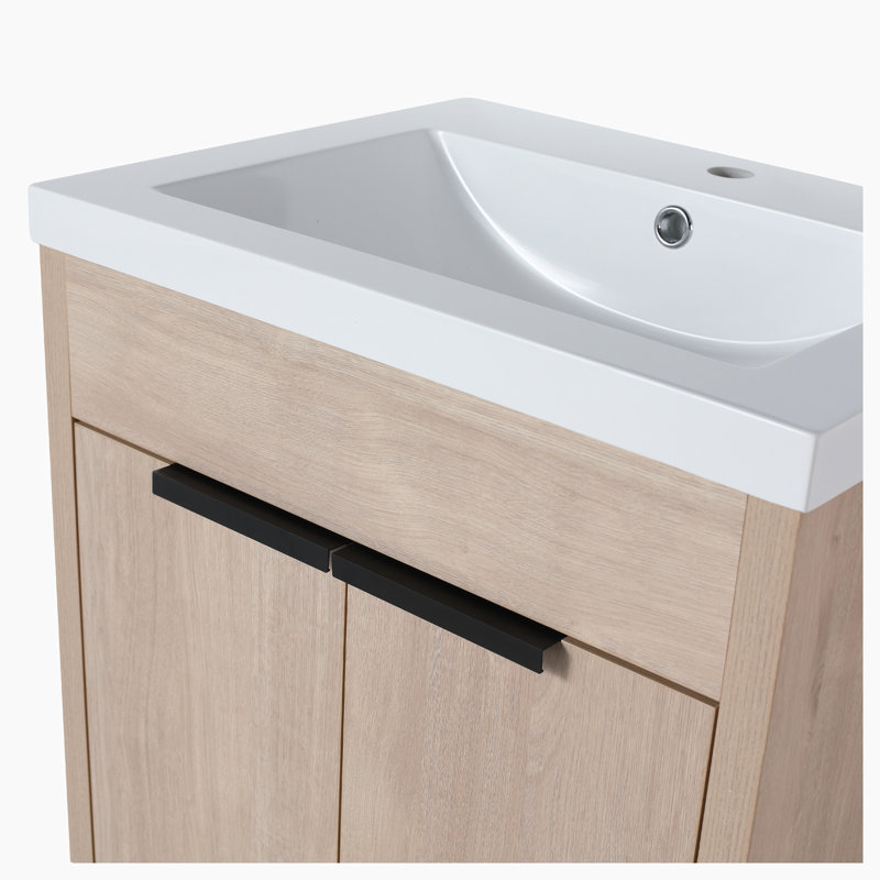 Meuble-lavabo autoportant simple 24 po avec plateau en céramique Ashvath