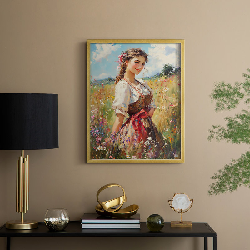 Reproduction encadrée WOMEN Series CCXCV - bois massif, H 11 po x l 9 po, Doré