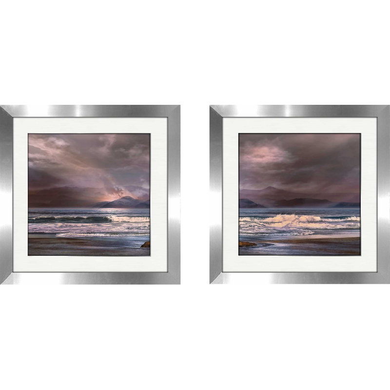 « escape », ensemble de 2 reproductions de peintures à l’acrylique encadrées, Blanc mat, H 16,5 po x l 33 po x P 1 po