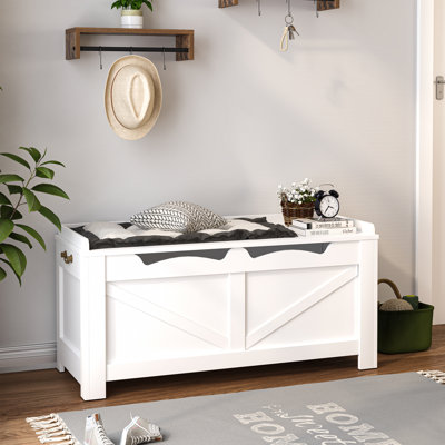 Curlene Storage Bench, Storage Chest, Lift-Top Storage Trunk with 2 Safety Hinges, Wooden Storage Box Chest Organizer for Bedroom, Entryway, Living Room