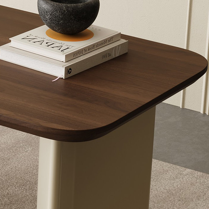 Bureau rectangulaire en bois manufacturé blanc et brun noisette, Orienté à gauche (vu de face)