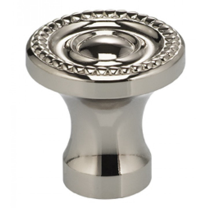 Poignée champignon de diamètre 1 1/2 po Classic & Modern, Nickel poli plaqué, H 1,625 po x l 1,625 po x P 1,44 po