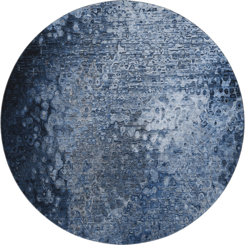 Premium Machine Washable Cerrito AMF565 Blue Rug, Round 8'