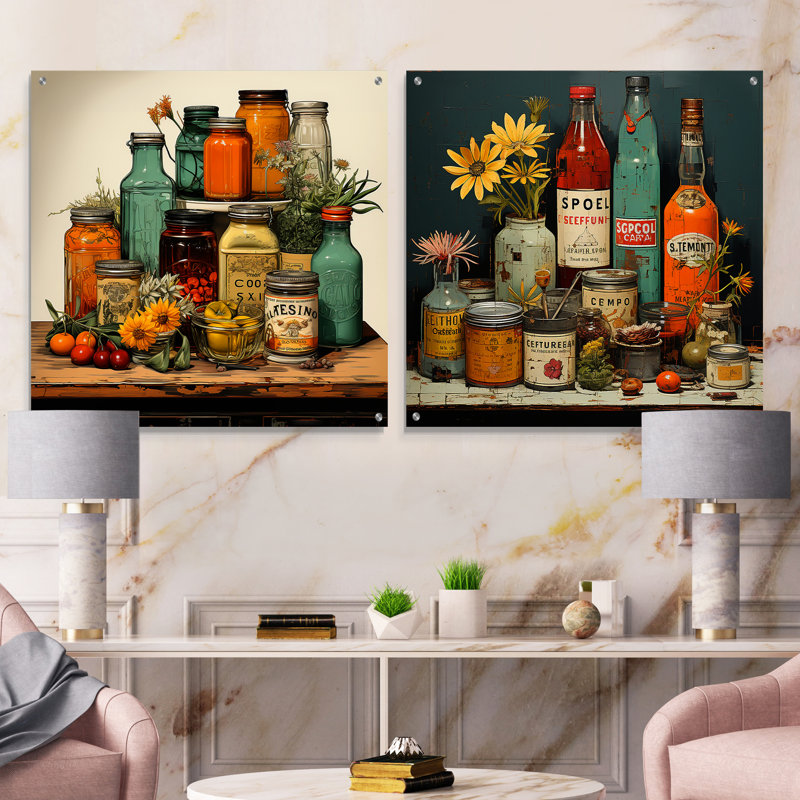 Modern Condiments Fusion - Ensemble de 2 verres muraux en acrylique, H 16 po x l 33 po