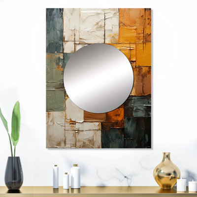 Lonara Hardedge Art Earthy Euphony I - Hard Edge Painting Wall Mirror, Modern Decorative Mirror, Printed Metal Art