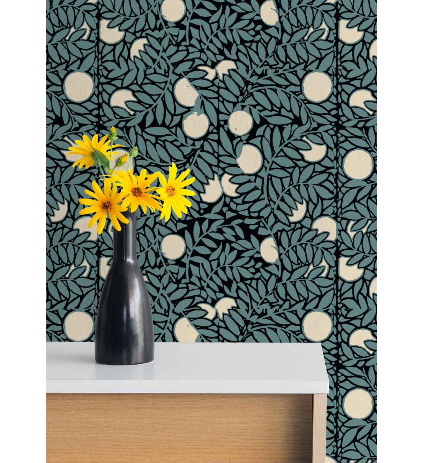 Signature Self-Adhesive Wallpaper, Blue Cream, PVC, Self-adhesive