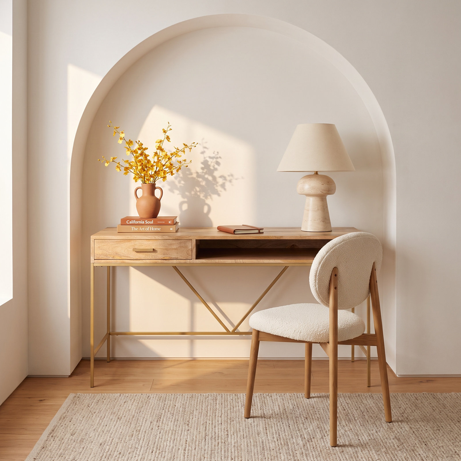 Soleil 56" Writing Desk, Natural