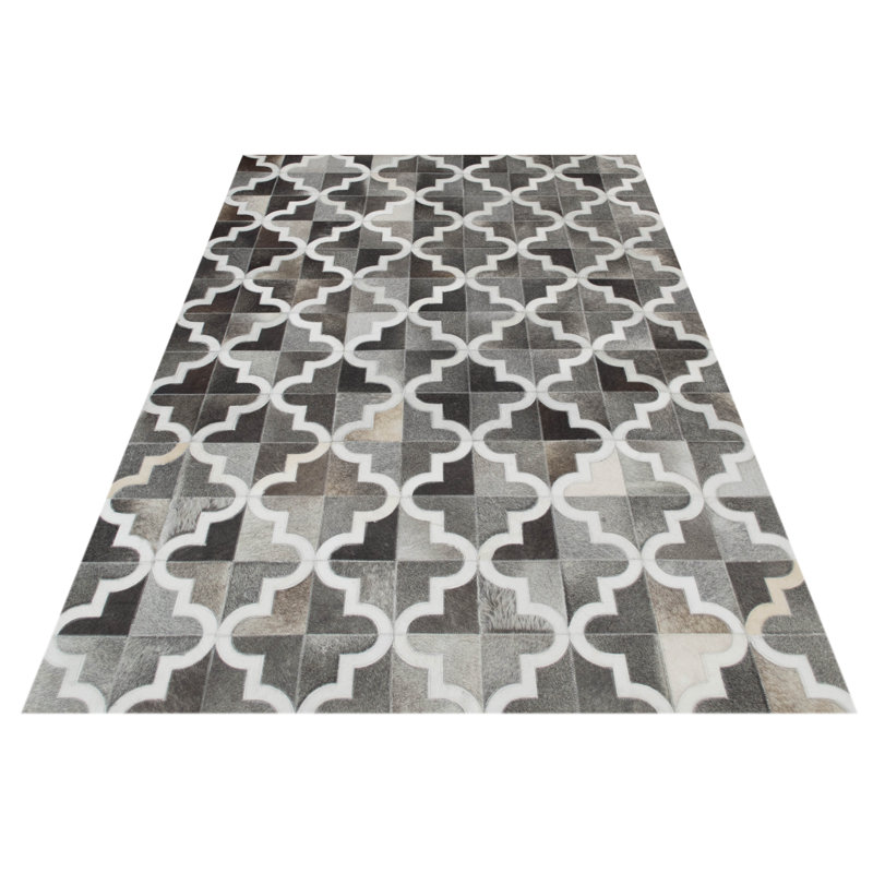 Sao Paulo Geometric Cowhide Area Rug, Rectangle 120 x 180cm