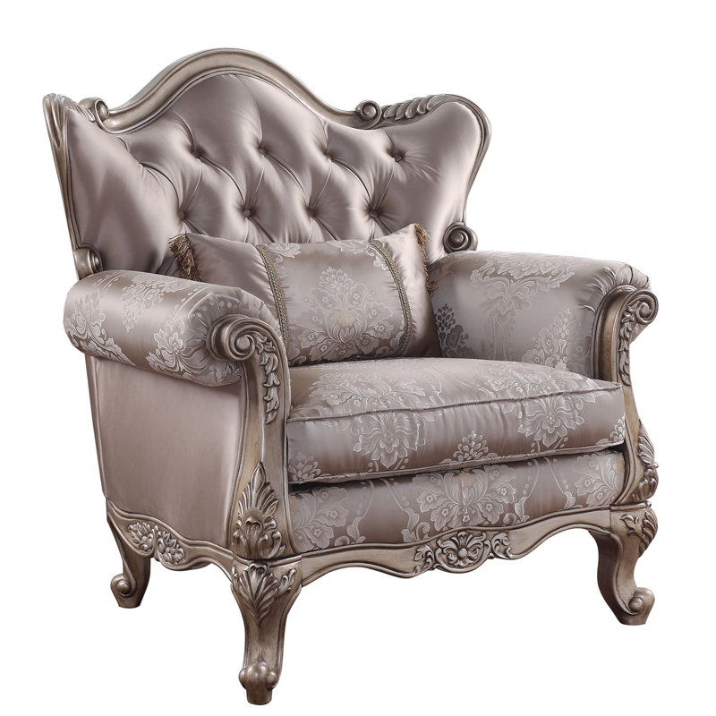 Chaise Jayceon en tissu et finition champagne avec coussin