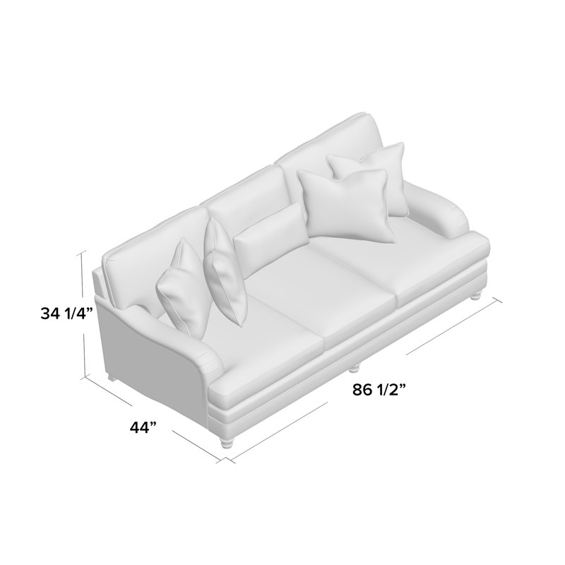 Tarleton 86.5" Sofa with Reversible Cushions, Cream Chenille 1345-002, Aged Gray
