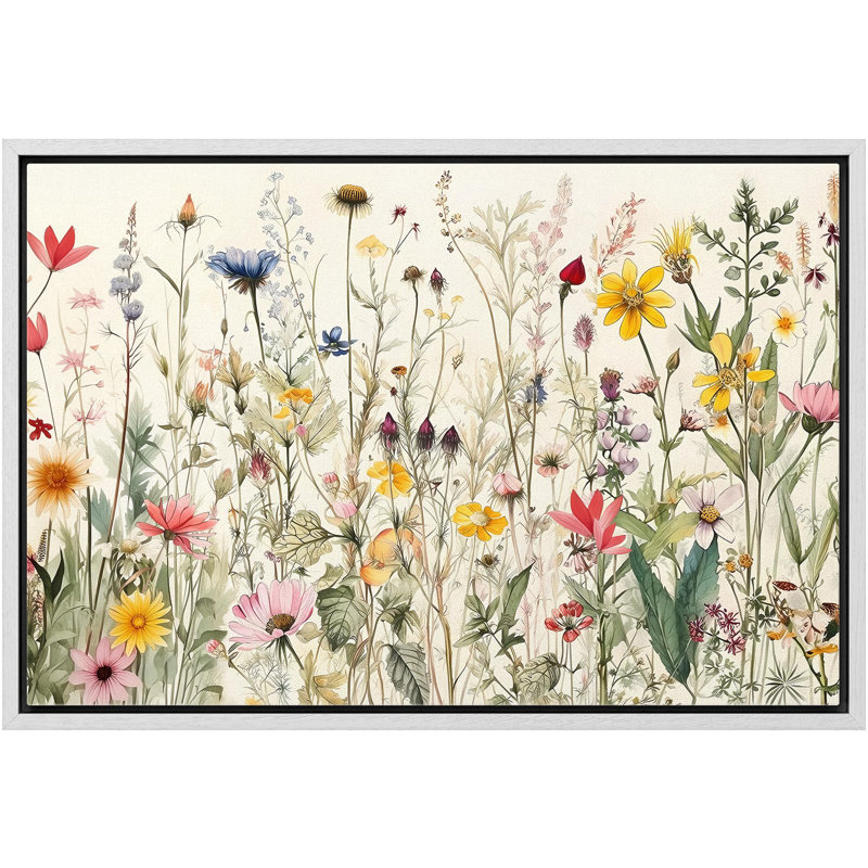 «Wildflowers Prints Minimalist» sur, H 24 po x l 36 po, Cadre blanc