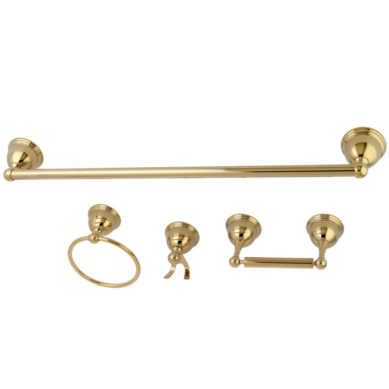 Polished Brass 4-Piece Bathroom Hardware Set