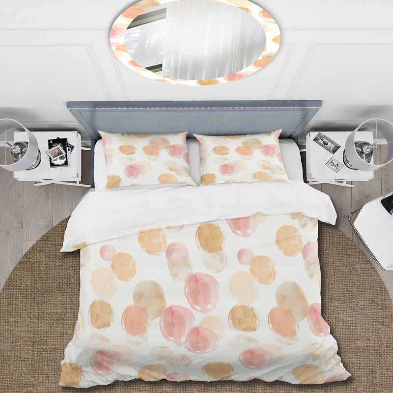 Ensemble de housse de couette rose Boho Circles II - Boho, Housse de couette simple et deux taies décorative