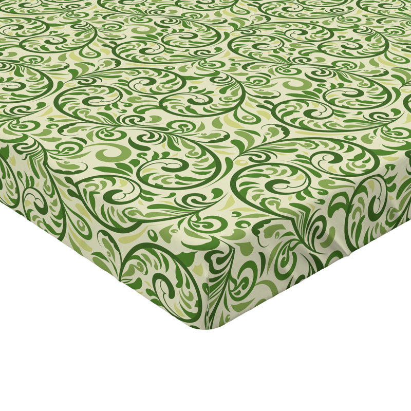 Drap-housse orange Ambesonne, Drap-housse de taille simple, Vert pâle, vert fougère / floral