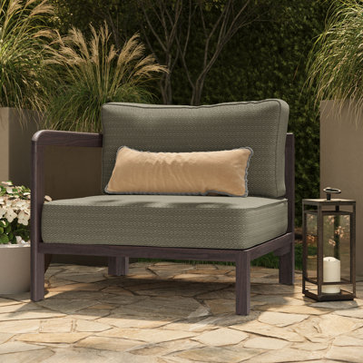 Fauteuil modulaire Kona Outdoor en teck, accoudoir gauche, couleur frêne