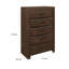 Grande commode Rawn, 5 tiroirs avec poignées en métal, placage d'okoumé brun