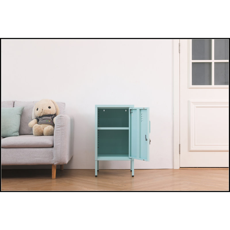 Une armoire de rangement multifonctionnelle en métal d'une hauteur de 27,17 pouces, Bleu clair