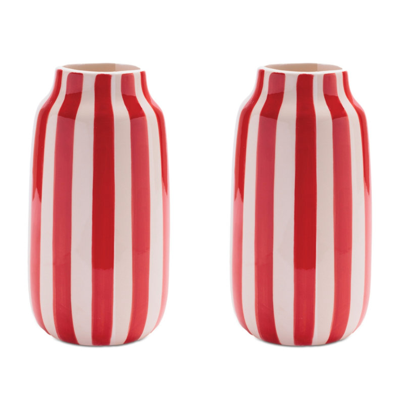 Vase rayé en dolomite (ensemble de 2)