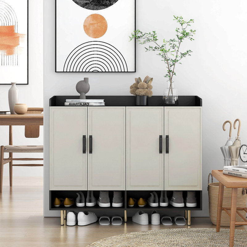 Buffet, armoire à chaussures avec portes Grande armoire de rangement pour chaussures moderne avec tablettes réglables pour vestibule