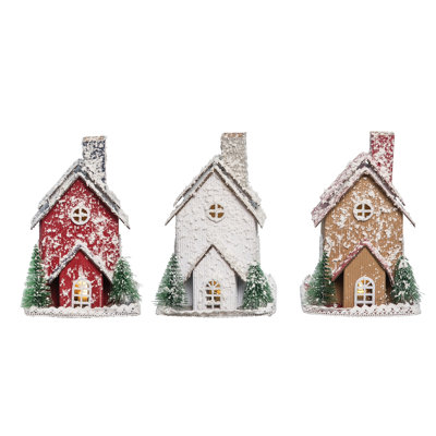 Figurine maison de Noël, ensemble de 3