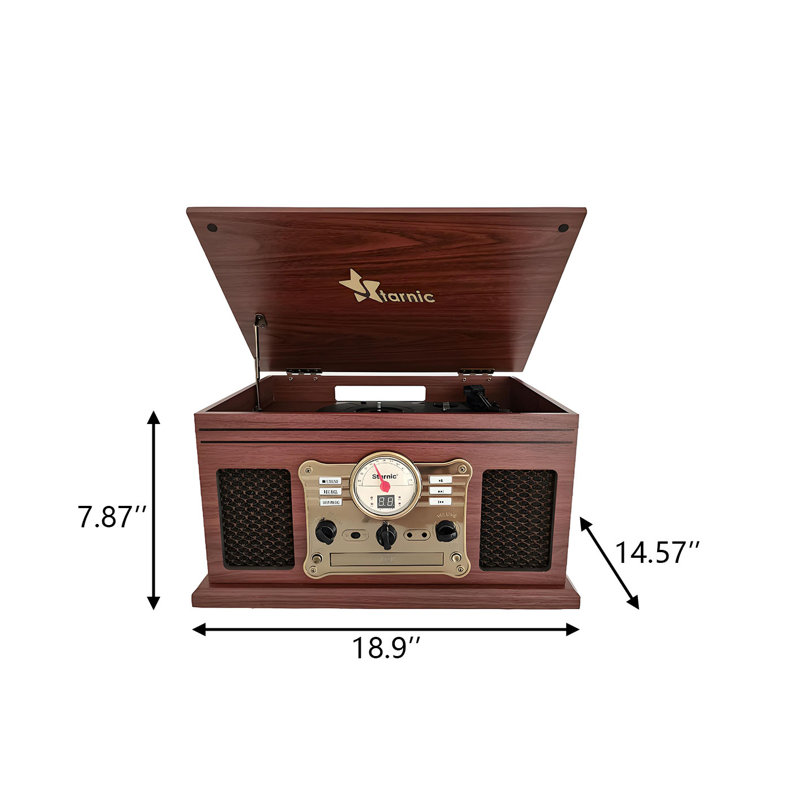 Retro Record Player with Bluetooth Speaker – Integrated Phonograph & CD Playback