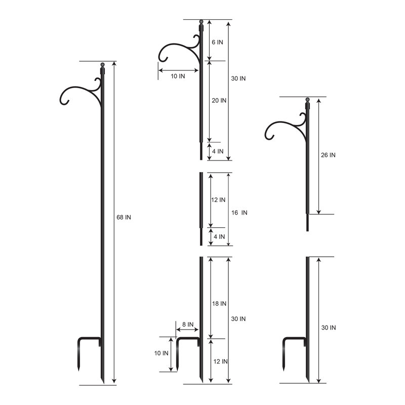 Gravelle 68" Black Metal Shepherd's Hook
