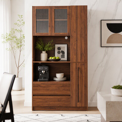 Armoire de cuisine de 70,87 po de hauteur avec tablettes coulissantes
