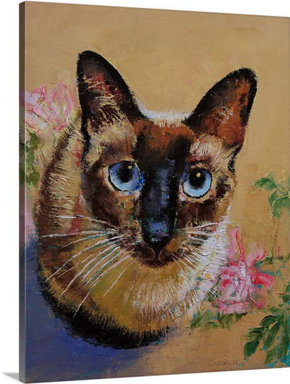«Anjola Siamese Cat» par Michael Creese, reproduction d'art sur toile, H 30 po x l 24 po x P 1,25 po