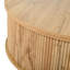 Table basse à plateau relevable rond de 39 pouces avec rangement caché, porte coulissante, pieds en pin massif et finition bois ondulé