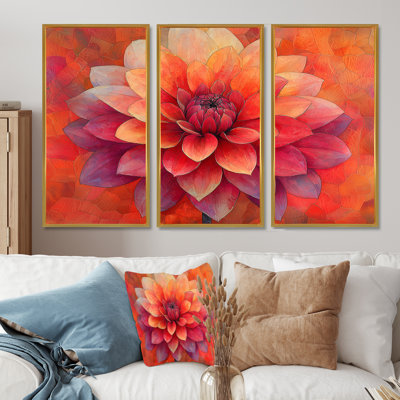 Coucher de soleil aux couleurs vives Dahlia Vision I - art mural Dahlia - ensemble de 3