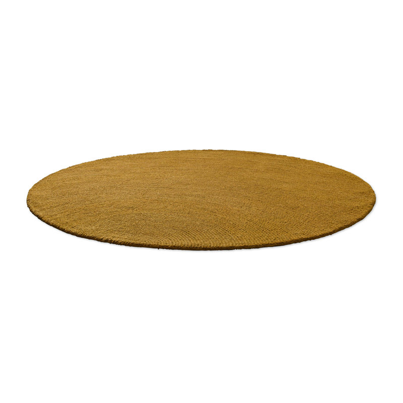Hand Tufted Wool Area Rug in Ochre, Round 4'11"