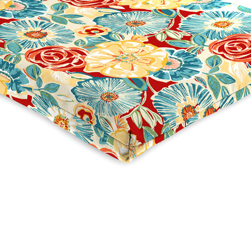 21" x 38" Outdoor Chair Cushion with Ties and Loop (Set of 2), Multi-Colored Floral 2
