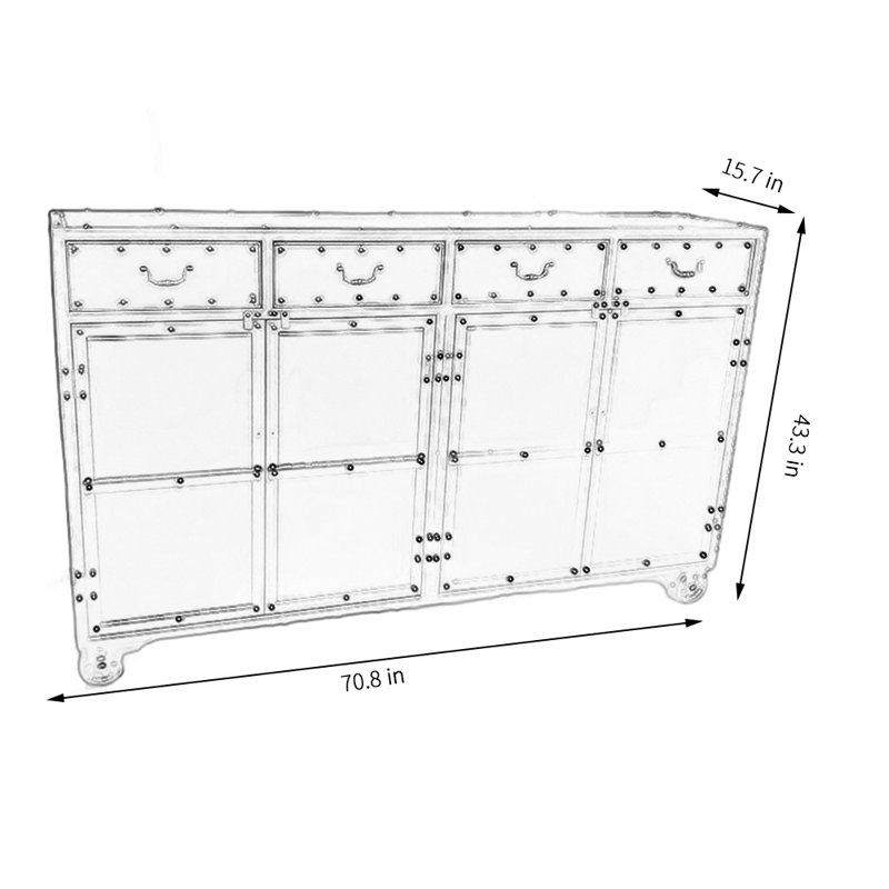 Buffet 70,86 po Karger, Argent, H 43,31 po x l 70,86 po x P 15,74 po