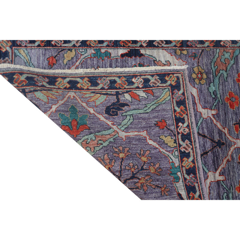 Hand Knotted Wool Area Rug in Violet