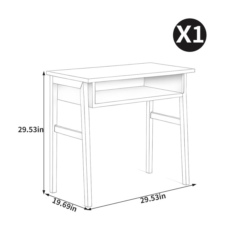 Chinese style minimalist study desk, 29.53" H x 29.53" W x 19.69" D, Nut-brown