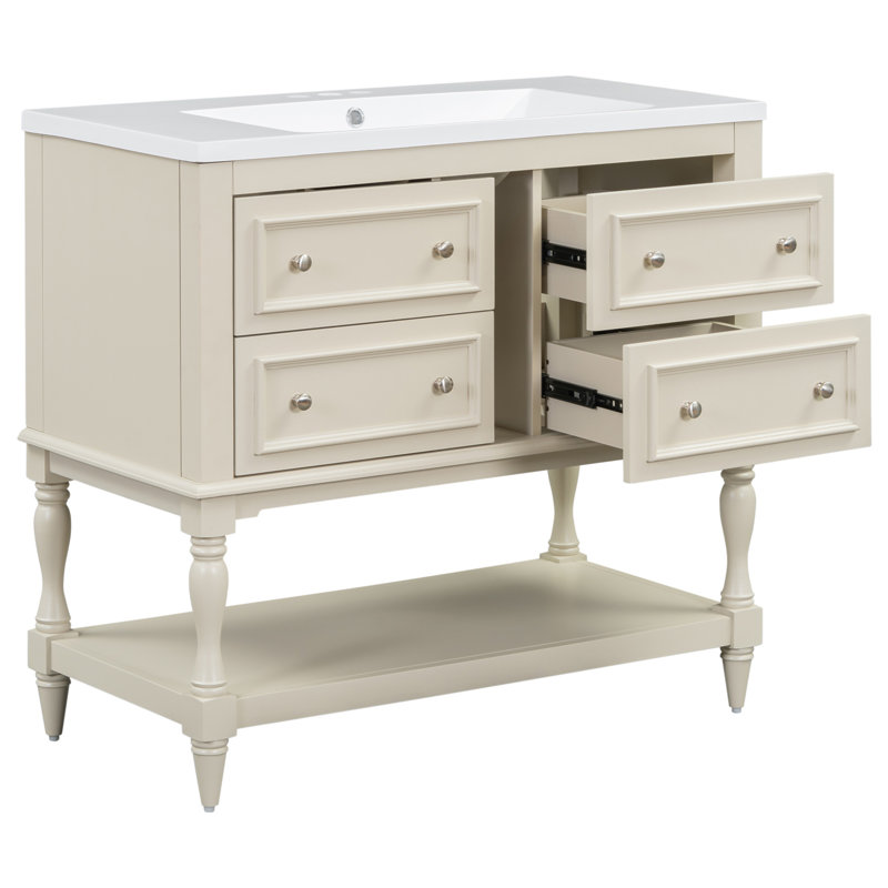 43 36'' Single Bathroom Vanity Base Only, Beige