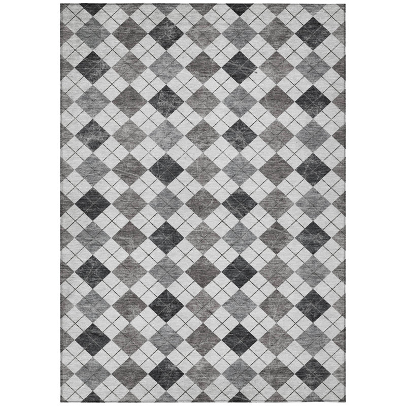 Machine Washable Indoor/Outdoor Leavittsburg ACN2237 Geometric Rug, Rectangle 2'6" x 3'10"