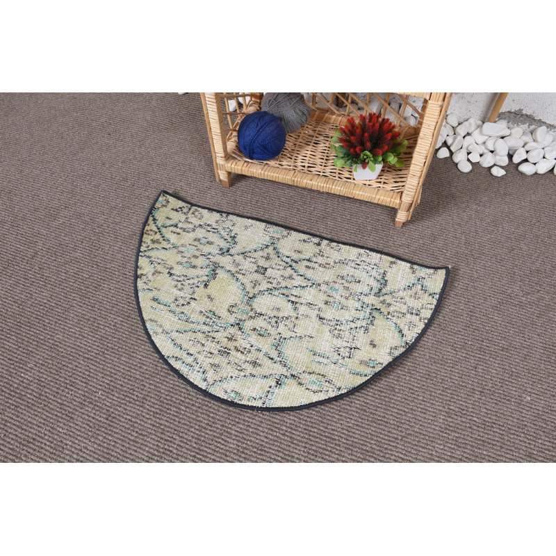 Tapis rétro, tapis vert Oushak, tapis turcs, tapis Anatolian, petit tapis de 2,5 pi x 1,5 pi