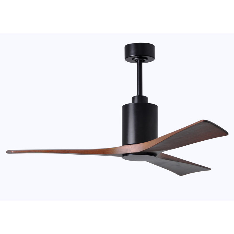 Patricia LED Downrod Ceiling Fan, Matte Black, 52", Walnut