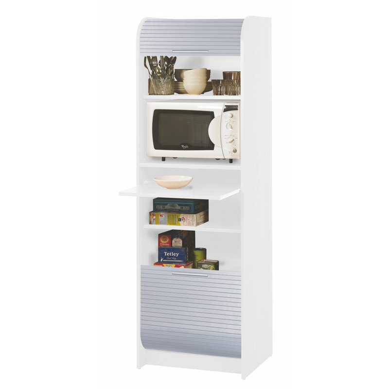 Crispin 180.7cm Kitchen Pantry, White/Aluminium