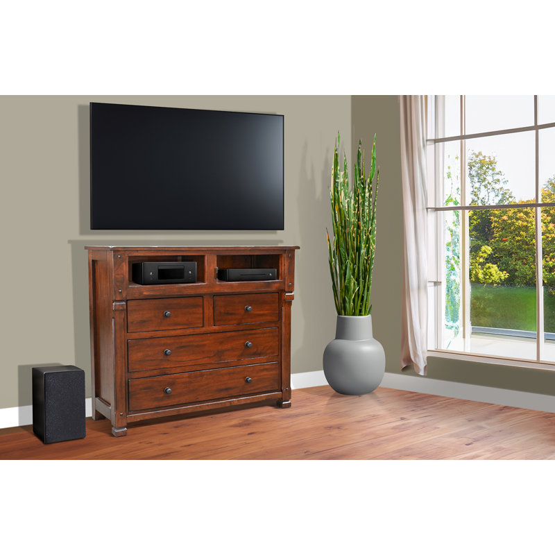 Hiraku 4 Drawer Media Chest Wood Dresser